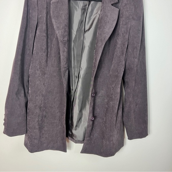 Jessica Purple Brown Longer Blazer Button Up Tailored Suit Jacket women Size 8P - Picture 10 of 12